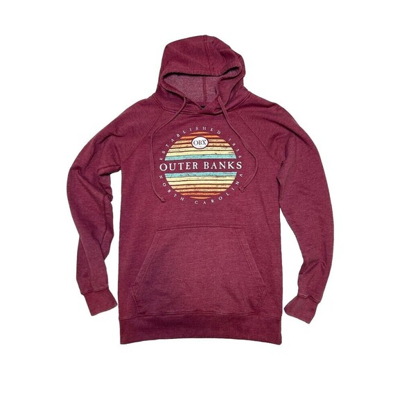 Outer‎ Banks OBX Hoodie Burgundy Soft Cozy  Oversized Women’s Size Small - Picture 1 of 8